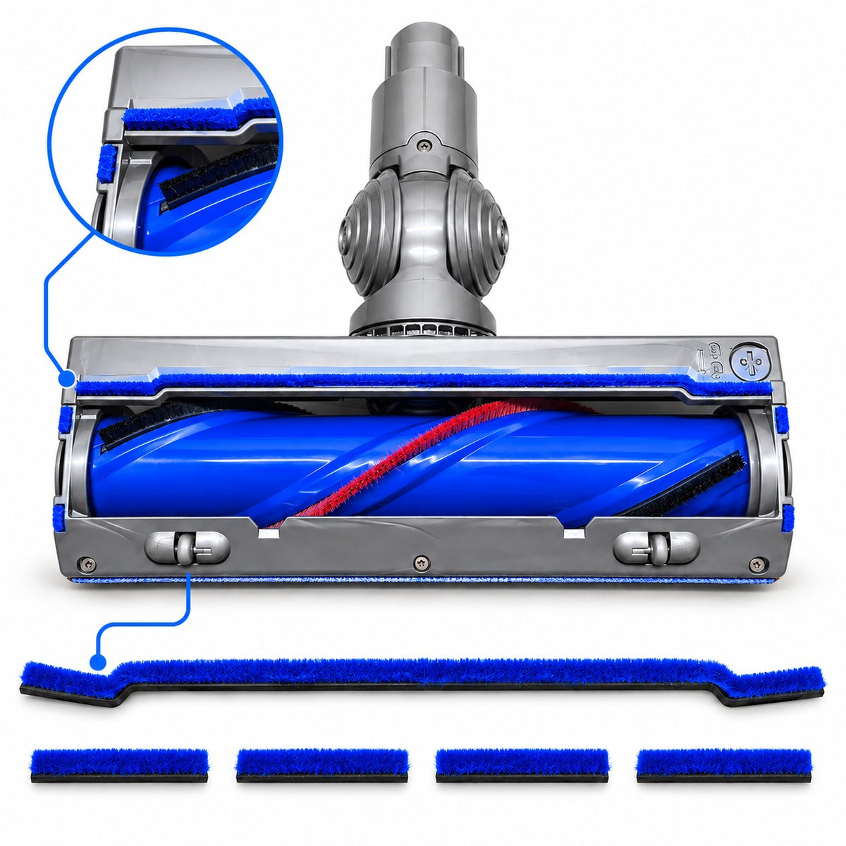 Aftermarket bristle strips for Dyson V6 and V7 Direct Drive head - 1 long and 4 short strips