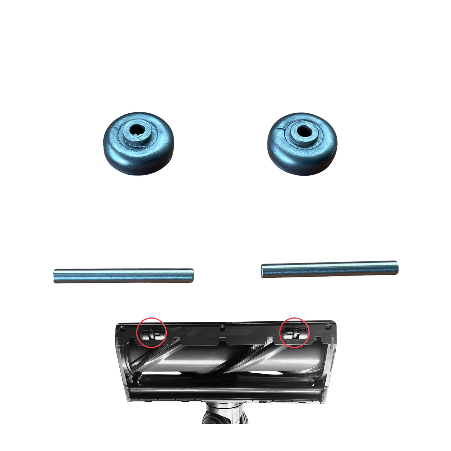 Replacement Front Small Wheels & Axles for Dyson Direct Drive / High Torque Cleaner Head (2 Sets)