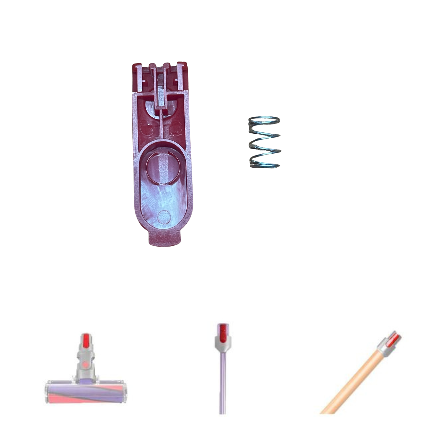 Replacement Red Release Button Catch & Spring for Dyson V6 V7 V8 V10 V11 V12 V15 Gen5 - All Wand & Tools Compatible